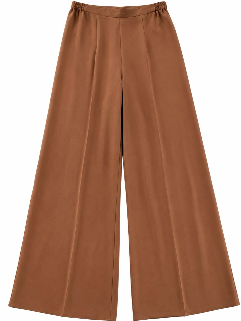 Wide Leg High-Rise Satin Pants in Brown Rust Amber triacetate XS
